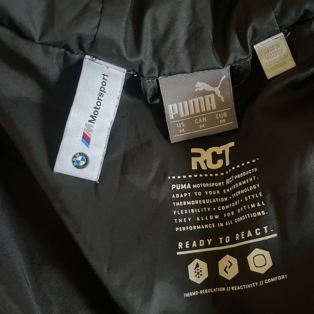 Puma x BMW Motorsport Puffer Long Parka Jacket Black - Picture 9 of 10
